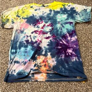Gildan Yellow and Blue Tie-Dye Heavy Cotton Shirt
